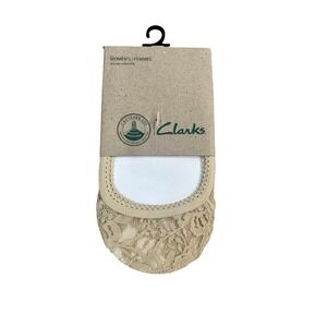 Clarks Womens No Show Lace Socks Beige One Size 1 Pair New With Tags